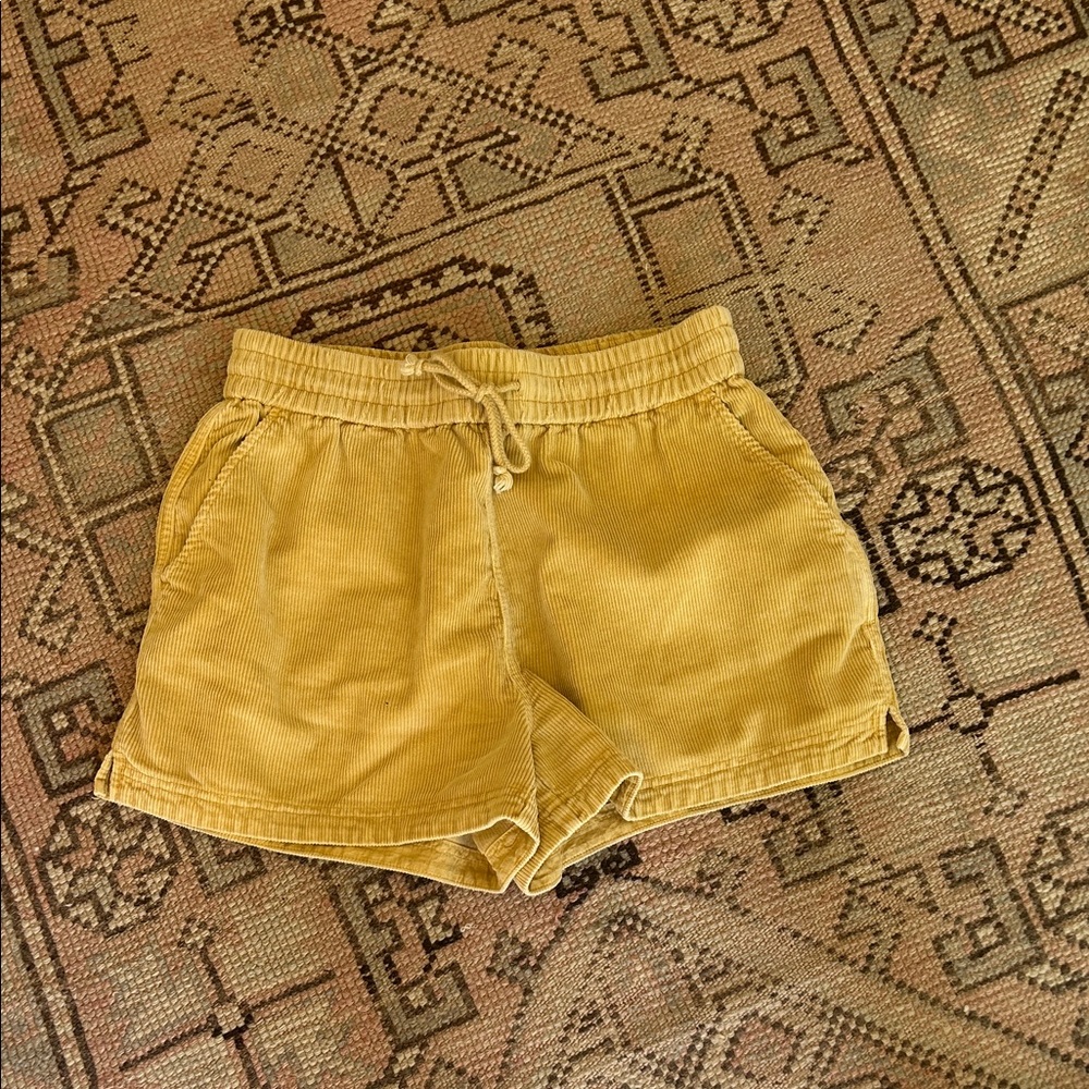 Faherty Women's High Waist Shorts in Mustard Yellow